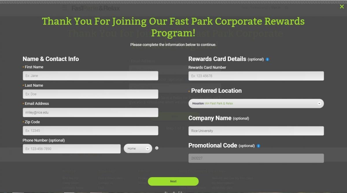 Fast Park & Relax | Controller's Office | Rice University